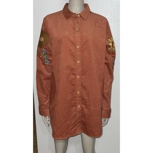 Oh My Stars Layerz Clothing Embroidered Priscilla Tunic Top Boho Sunflower M NWT